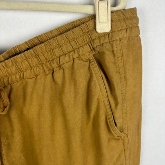 J. Crew Point Sur Womens Seaside Linen Jogger Pants Size 14 Mustard Tan Pull On - Picture 4 of 6
